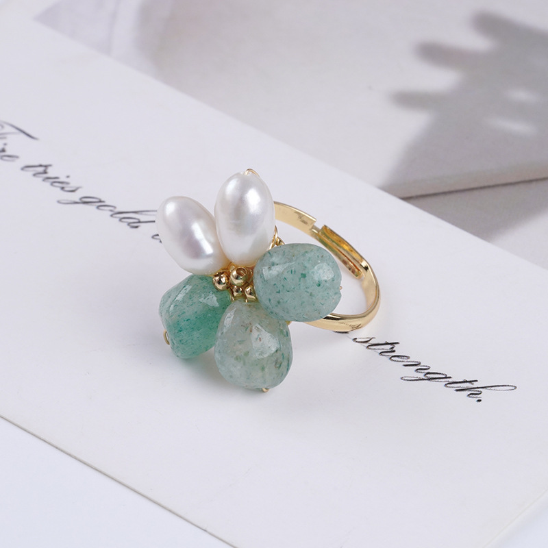 Pearl Blossom Ring, Freshwater Baroque Pearls, Gold-Plated Adjustable Band - Image 6